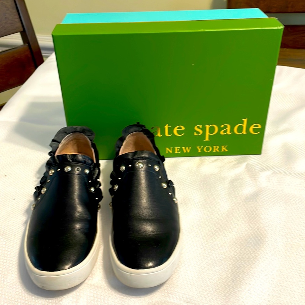 Gorgeous! Kate Spade Loralia Black leather sneaker with studs